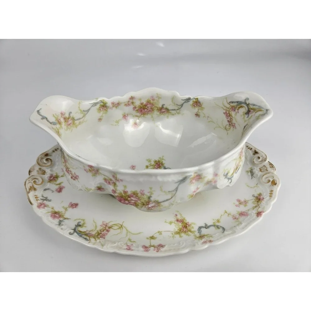 Haviland Limoges‎ Berry Bowl w Attached Underplate & Cabinet Plate